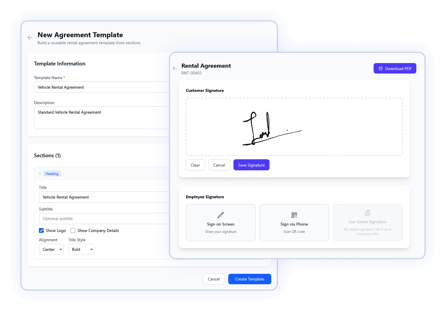 Agreement Builder & Digital Signatures