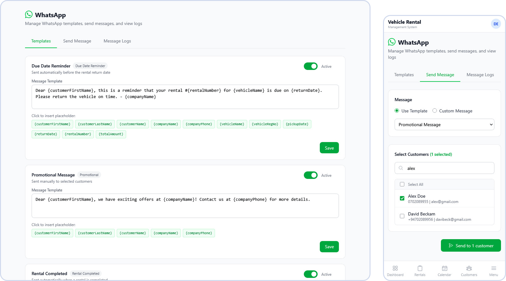 SMS & WhatsApp Messaging