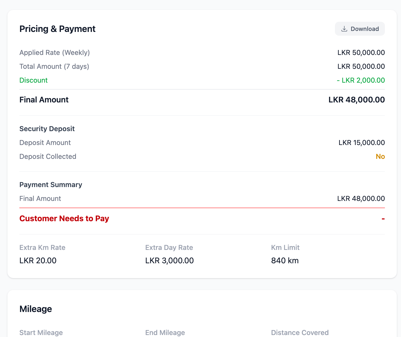 Payment Tracking Feature