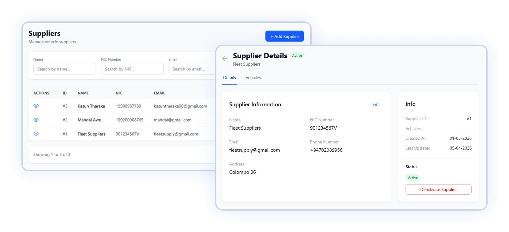 Supplier & Leasing Management