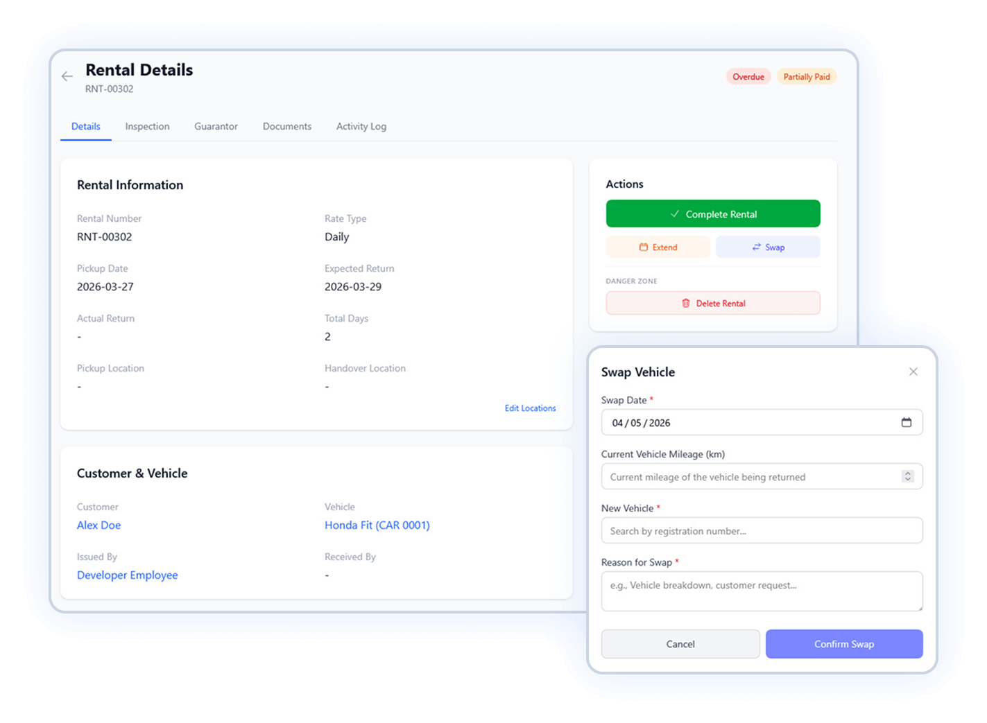 Vehicle Swap & Rent Extensions